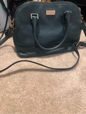 kate spade Teal Pebbled Leather Dome Satchel with Gold Hardware